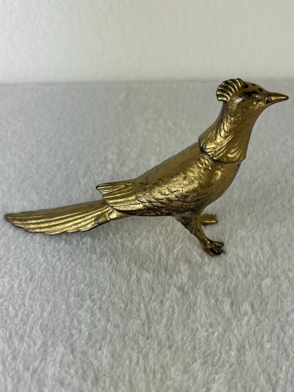 Vintage Pheasant bird gold tone salt shaker